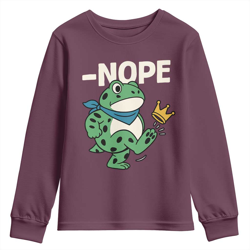 No Kings in America Portland Frog Youth Sweatshirt Funny Political Meme - Wonder Print Shop