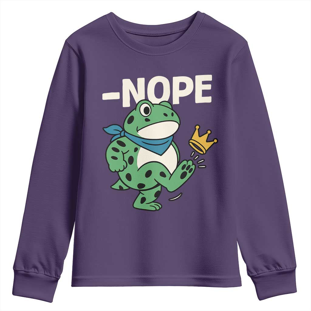 No Kings in America Portland Frog Youth Sweatshirt Funny Political Meme - Wonder Print Shop