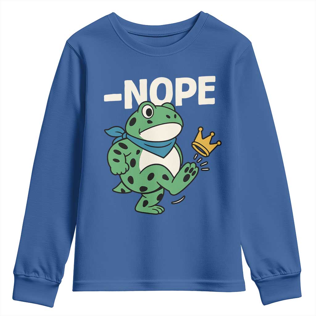 No Kings in America Portland Frog Youth Sweatshirt Funny Political Meme - Wonder Print Shop