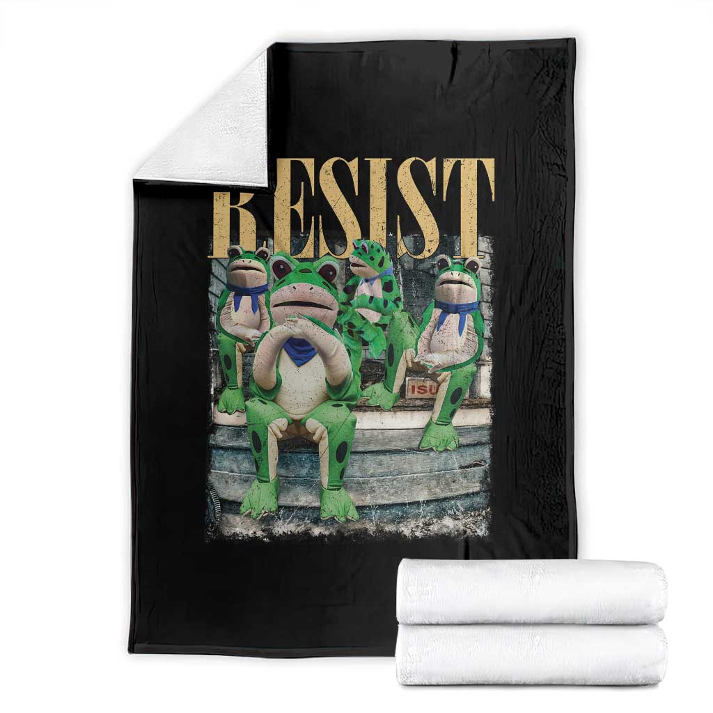 Portland Frog Resist Protest Throw Blanket 80s Frogs Deportation Resistance - Wonder Print Shop