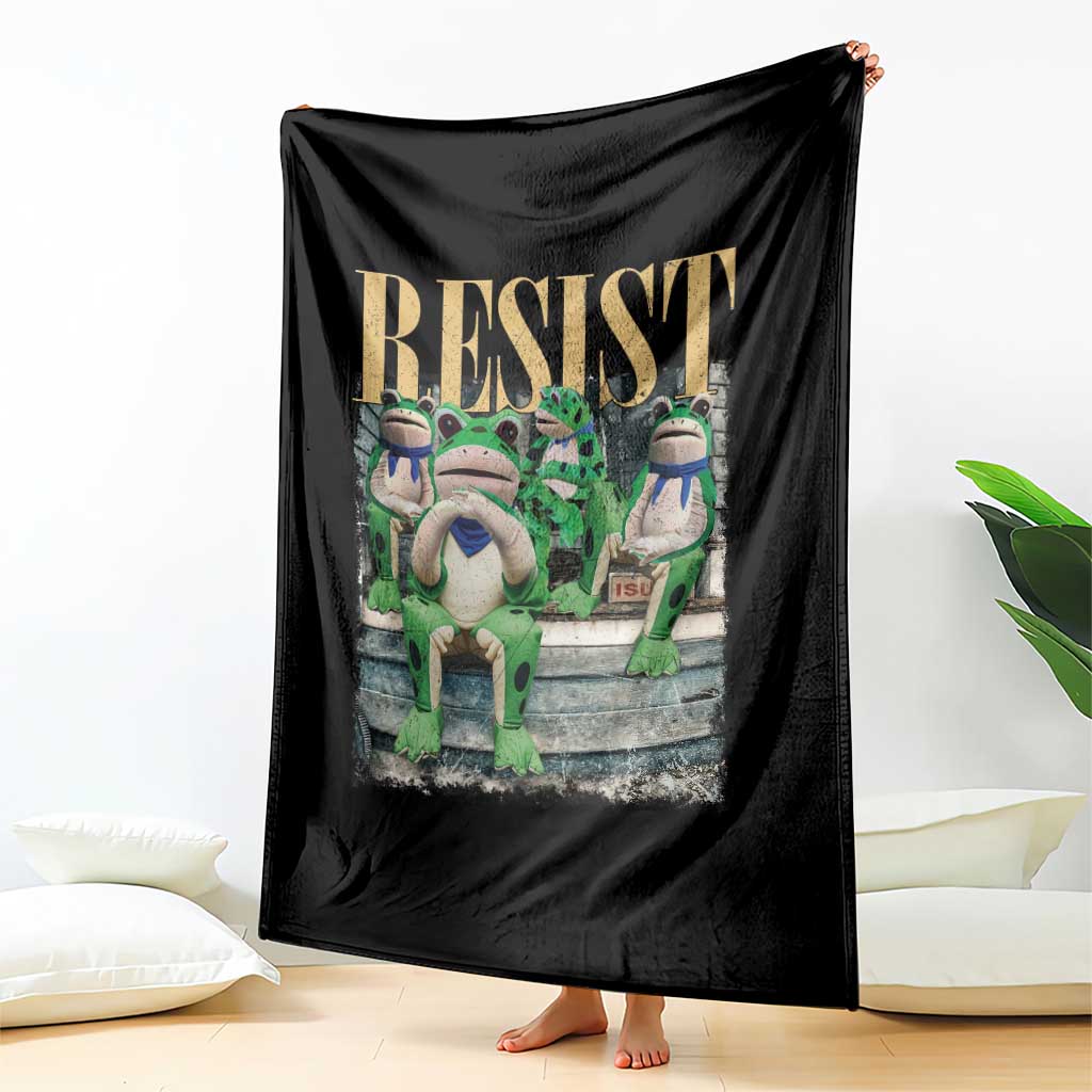 Portland Frog Resist Protest Throw Blanket 80s Frogs Deportation Resistance - Wonder Print Shop