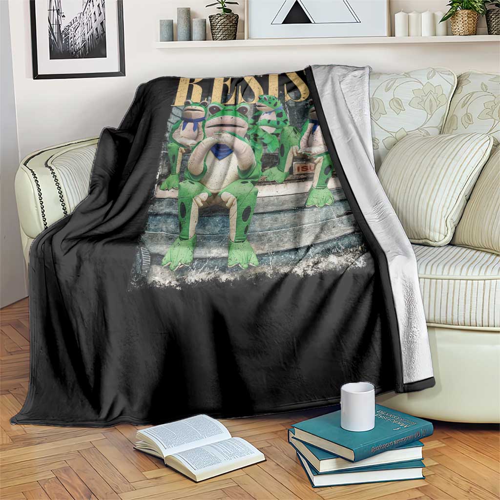 Portland Frog Resist Protest Throw Blanket 80s Frogs Deportation Resistance - Wonder Print Shop