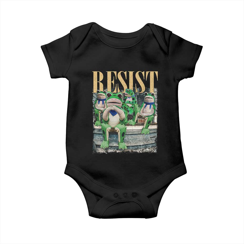 Portland Frog Resist Protest Baby Onesie 80s Frogs Deportation Resistance - Wonder Print Shop