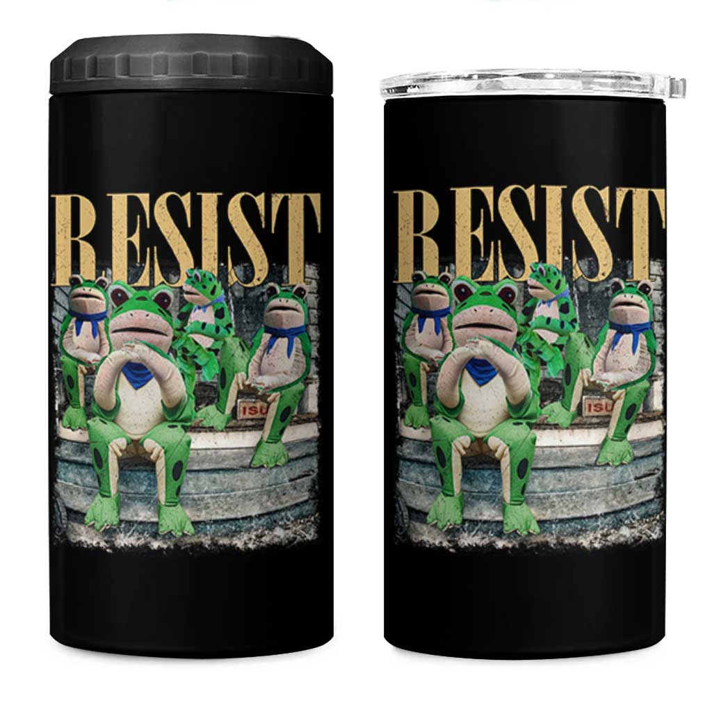 Portland Frog Resist Protest 4 in 1 Can Cooler Tumbler 80s Frogs Deportation Resistance - Wonder Print Shop
