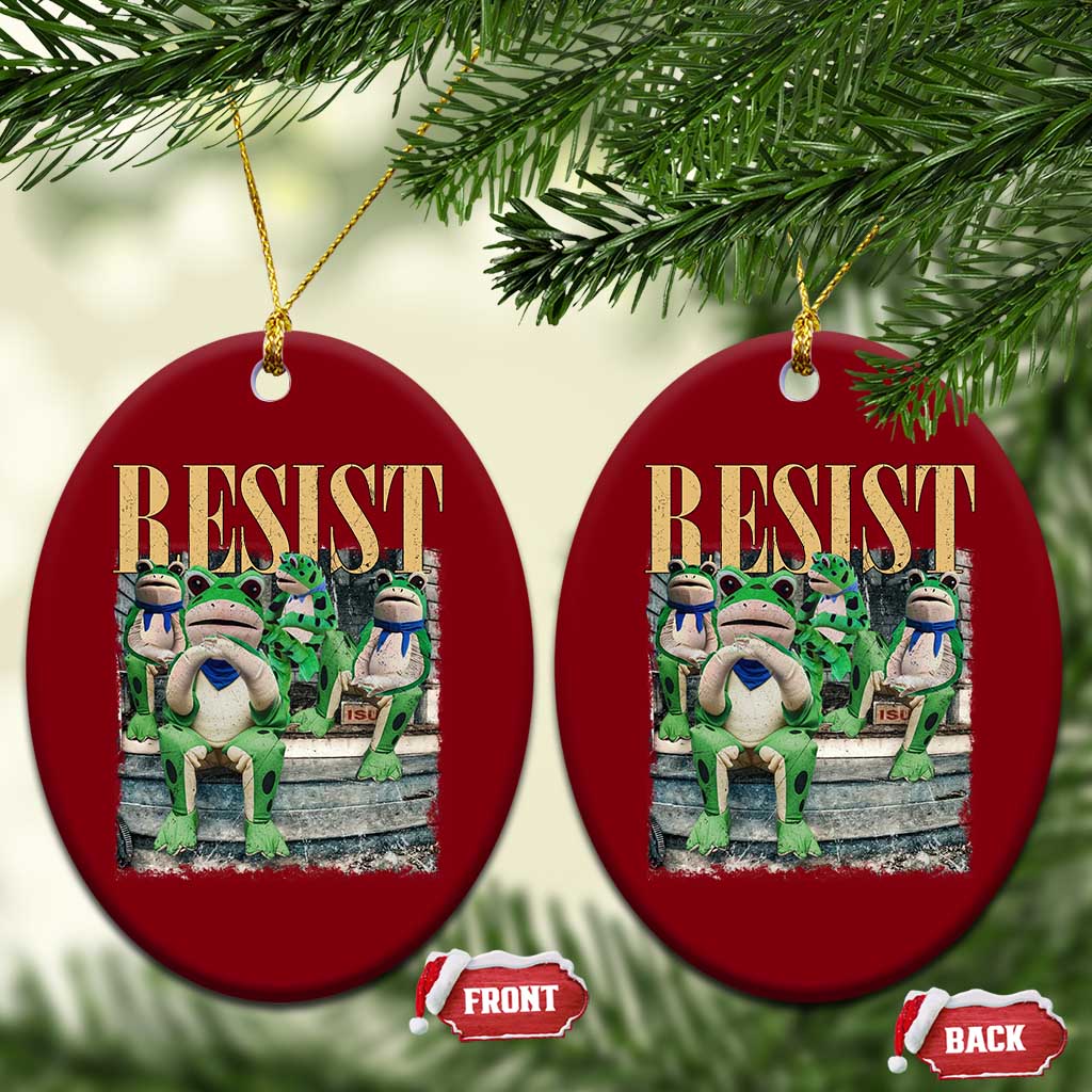 Portland Frog Resist Protest Ceramic Ornament 80s Frogs Deportation Resistance - Wonder Print Shop