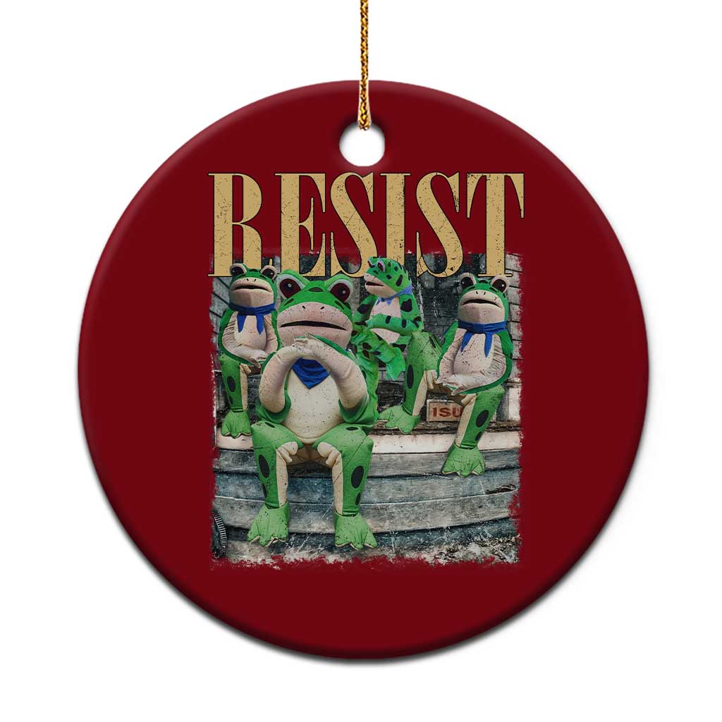 Portland Frog Resist Protest Ceramic Ornament 80s Frogs Deportation Resistance - Wonder Print Shop