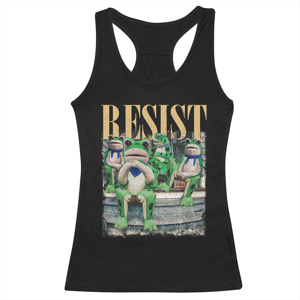 Portland Frog Resist Protest Racerback Tank Top 80s Frogs Deportation Resistance - Wonder Print Shop