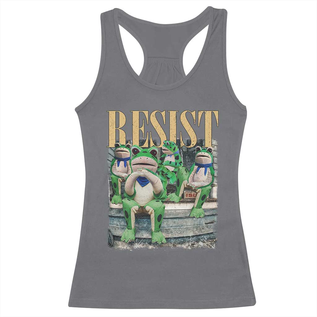 Portland Frog Resist Protest Racerback Tank Top 80s Frogs Deportation Resistance - Wonder Print Shop