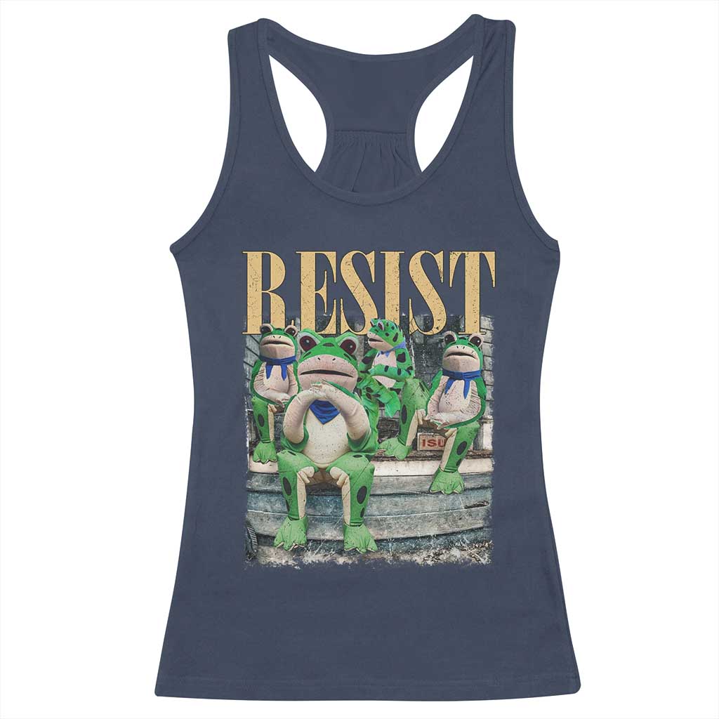 Portland Frog Resist Protest Racerback Tank Top 80s Frogs Deportation Resistance - Wonder Print Shop
