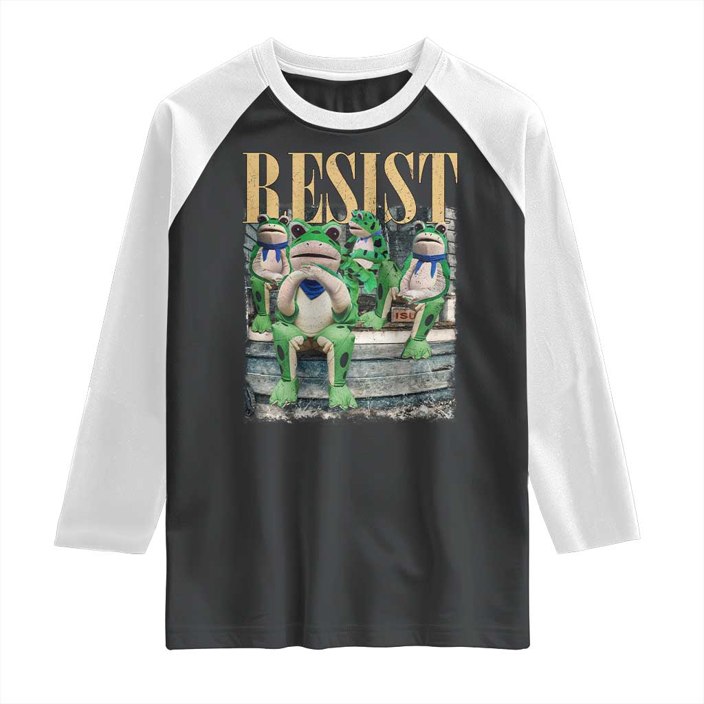 Portland Frog Resist Protest Raglan Shirt 80s Frogs Deportation Resistance - Wonder Print Shop