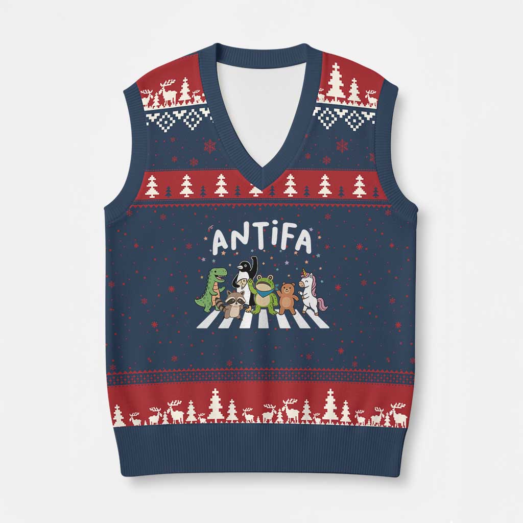 Resist Frog Protest V-Neck Knit Sweater Vest Antifa Inflatable Costume Portland Frog Political Satire - Wonder Print Shop