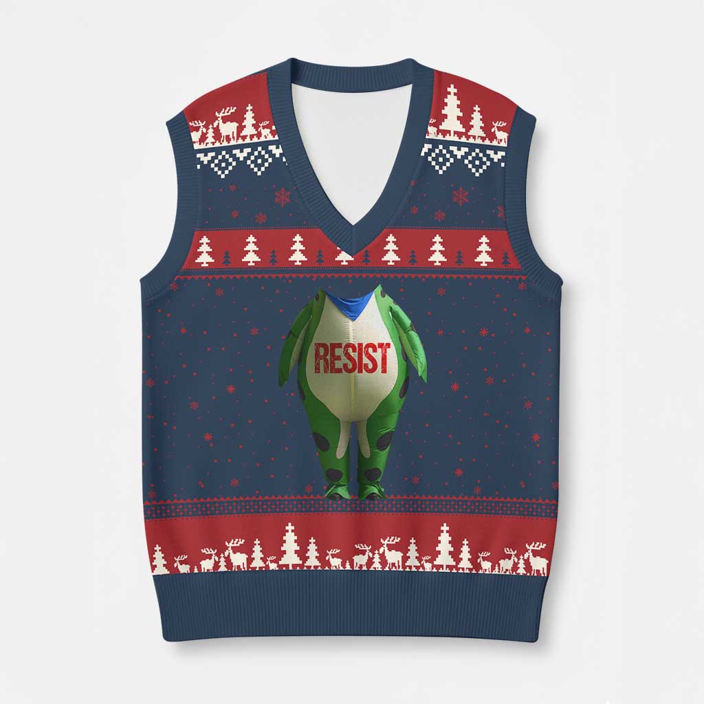 Portland Frog V-Neck Knit Sweater Vest Funny Political Costume Protest Resist - Wonder Print Shop