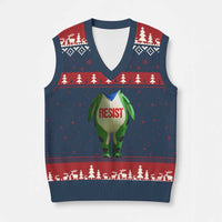 Portland Frog V-Neck Knit Sweater Vest Funny Political Costume Protest Resist - Wonder Print Shop