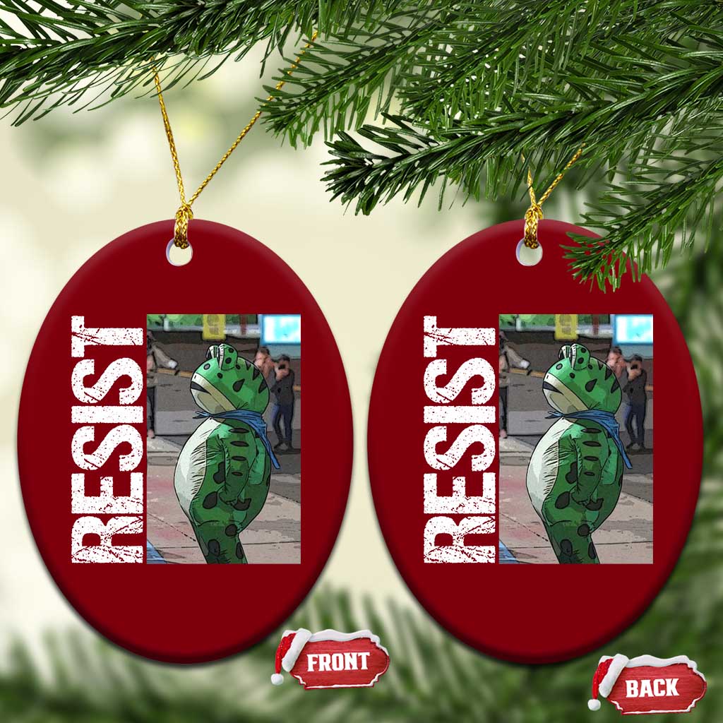 Portland Frog Protest Ceramic Ornament Vintage Activist Resistance - Wonder Print Shop