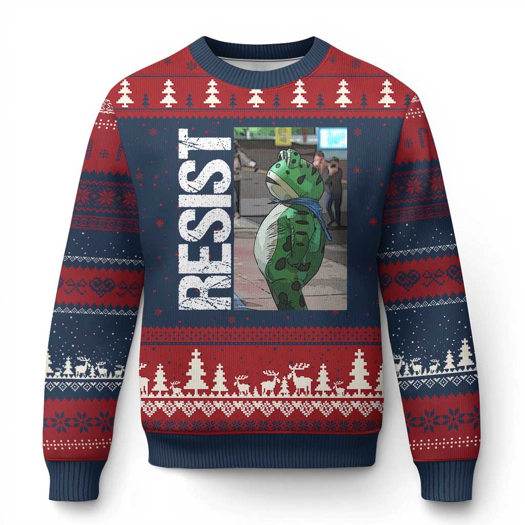 Portland Frog Protest Ugly Christmas Sweater Vintage Activist Resistance - Wonder Print Shop