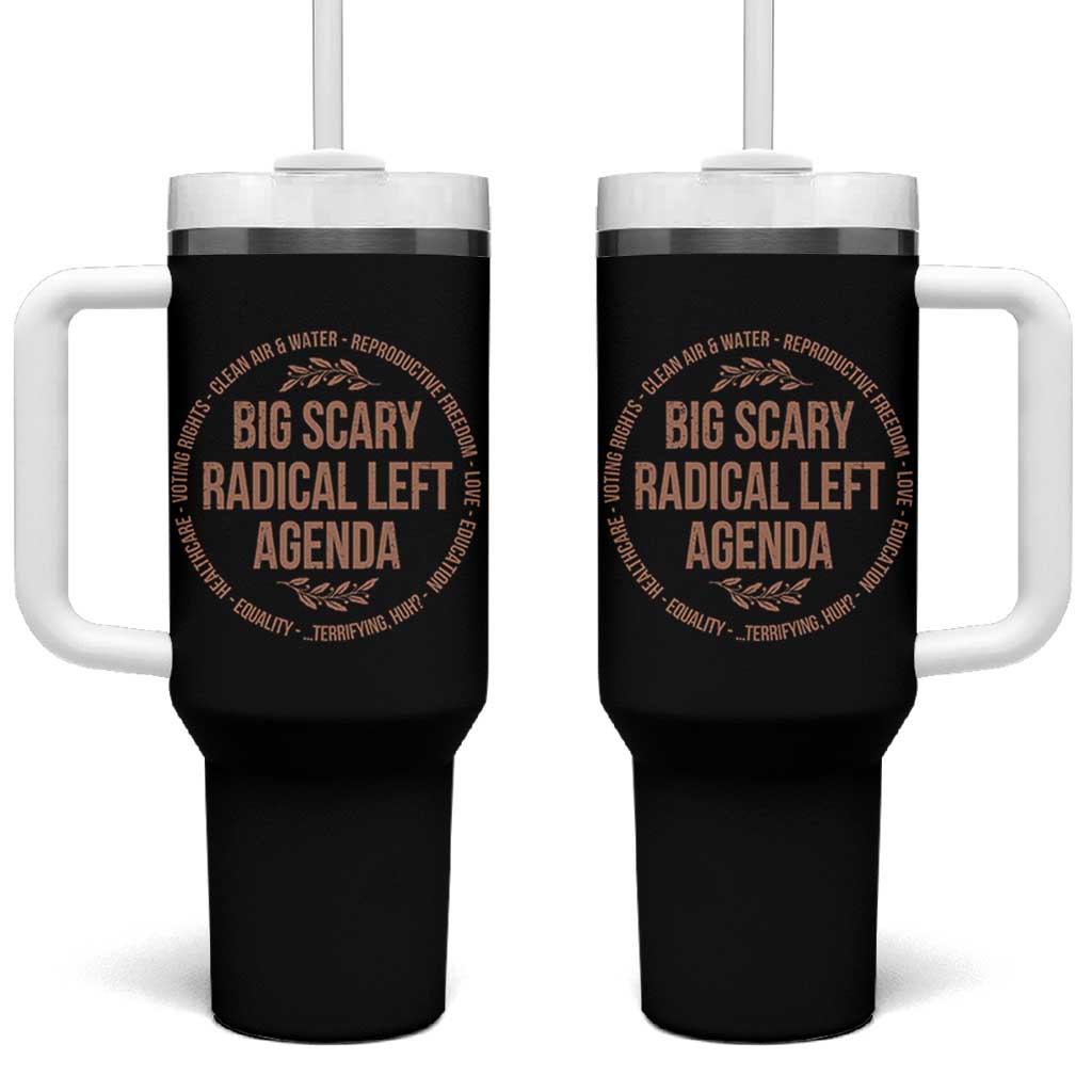 Radical Left Agenda Political Tumbler With Handle Equality Justice Climate Rights Liberal Satire - Wonder Print Shop