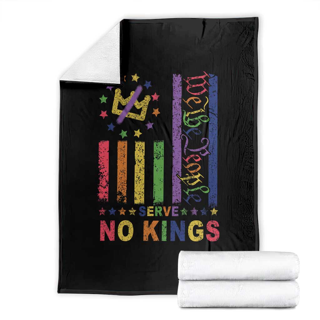 We The People No Kings in America Throw Blanket Protest LGBTQ+ American Flag - Wonder Print Shop