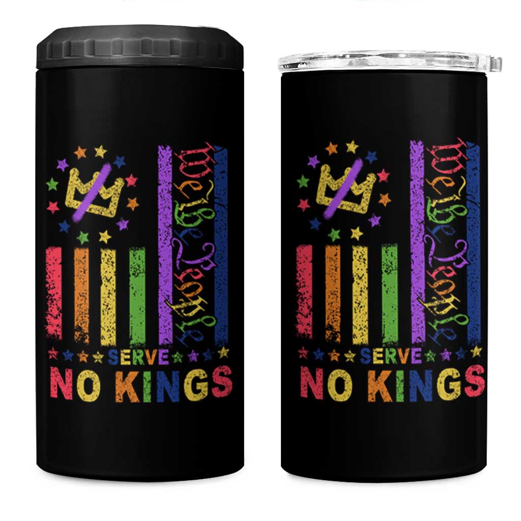 We The People No Kings in America 4 in 1 Can Cooler Tumbler Protest LGBTQ+ American Flag - Wonder Print Shop