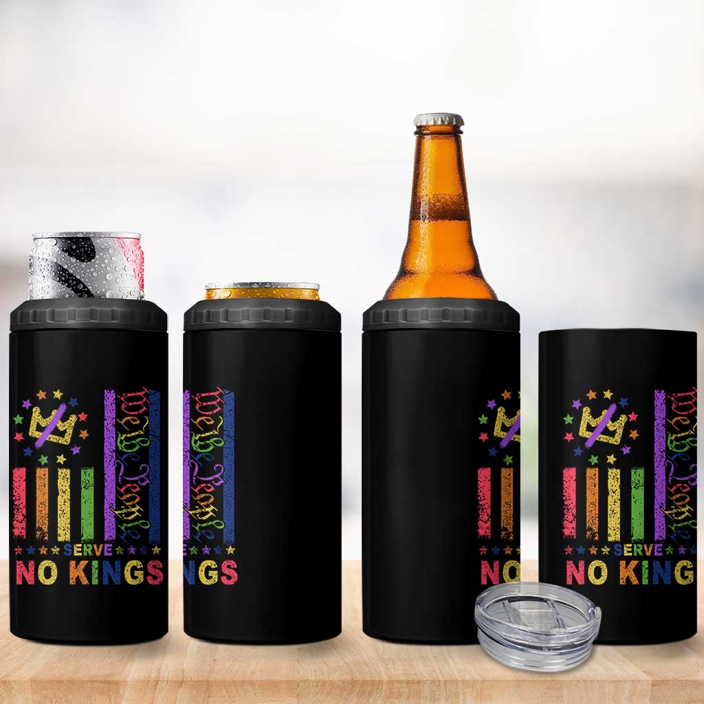We The People No Kings in America 4 in 1 Can Cooler Tumbler Protest LGBTQ+ American Flag - Wonder Print Shop