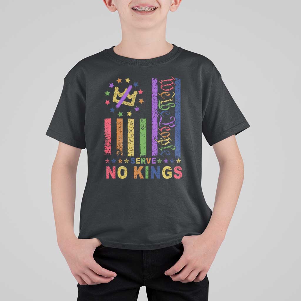 We The People No Kings in America T Shirt For Kid Protest LGBTQ+ American Flag - Wonder Print Shop