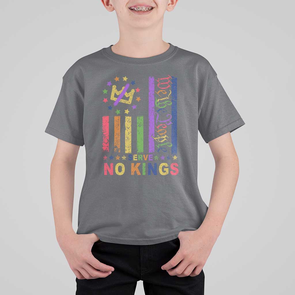 We The People No Kings in America T Shirt For Kid Protest LGBTQ+ American Flag - Wonder Print Shop
