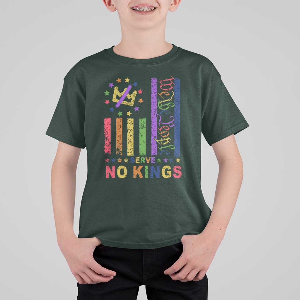 We The People No Kings in America T Shirt For Kid Protest LGBTQ+ American Flag - Wonder Print Shop