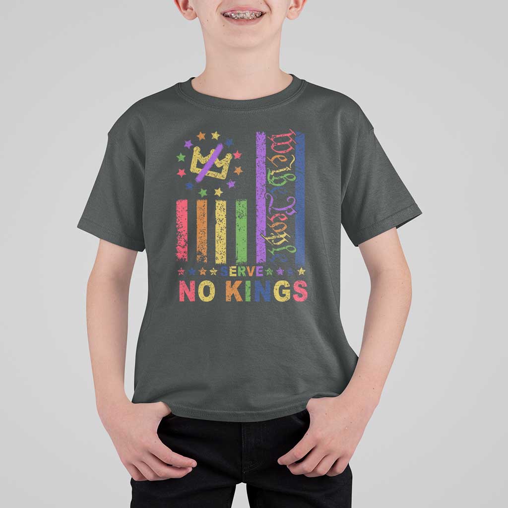 We The People No Kings in America T Shirt For Kid Protest LGBTQ+ American Flag - Wonder Print Shop