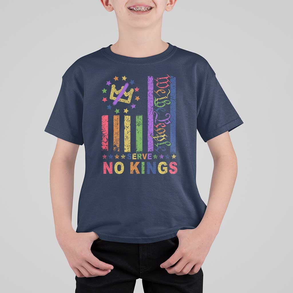We The People No Kings in America T Shirt For Kid Protest LGBTQ+ American Flag - Wonder Print Shop