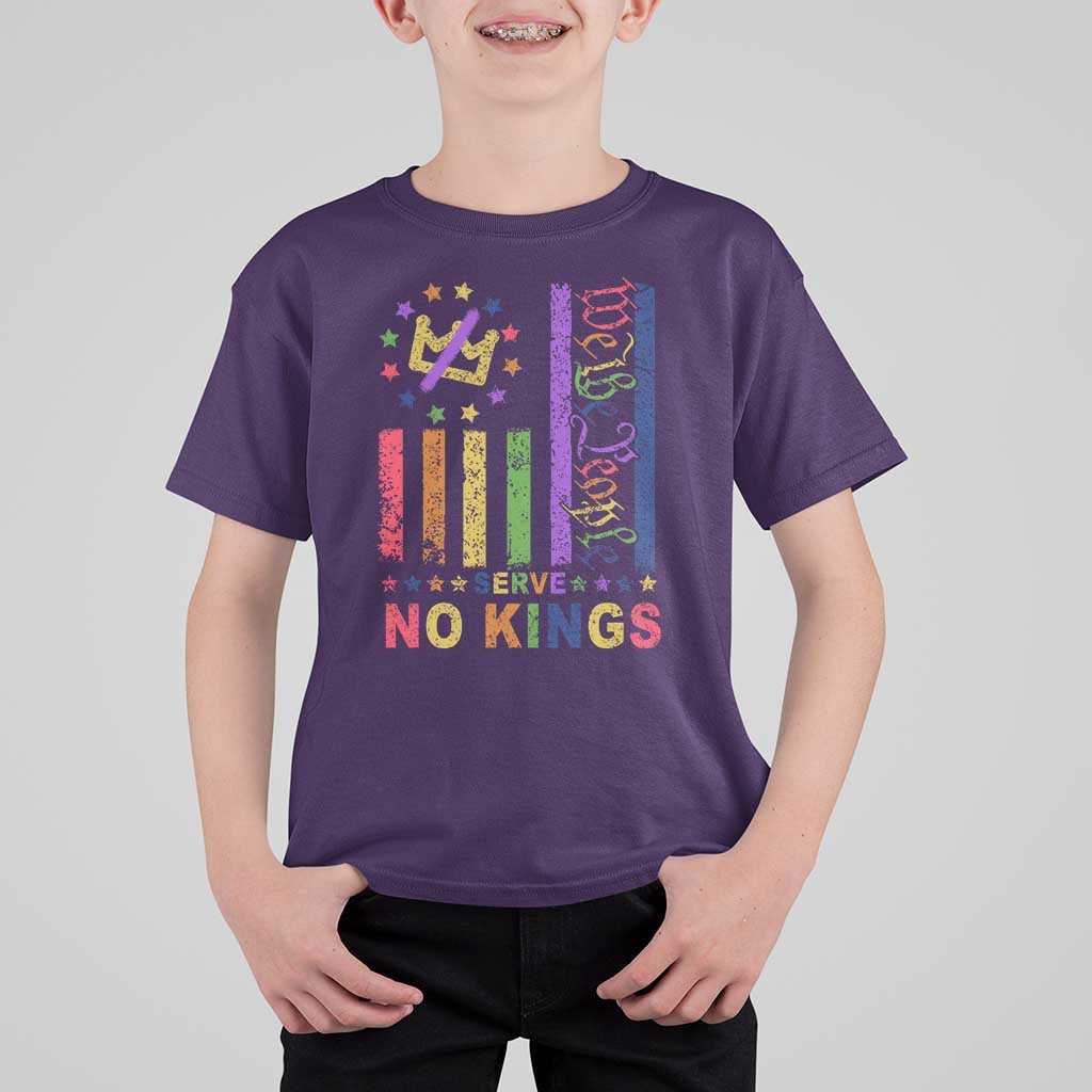 We The People No Kings in America T Shirt For Kid Protest LGBTQ+ American Flag - Wonder Print Shop