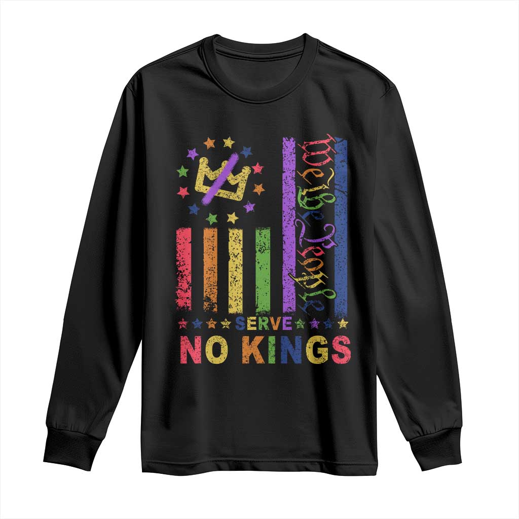 We The People No Kings in America Long Sleeve Shirt Protest LGBTQ+ American Flag - Wonder Print Shop