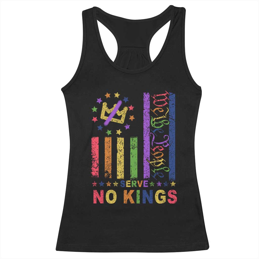 We The People No Kings in America Racerback Tank Top Protest LGBTQ+ American Flag - Wonder Print Shop