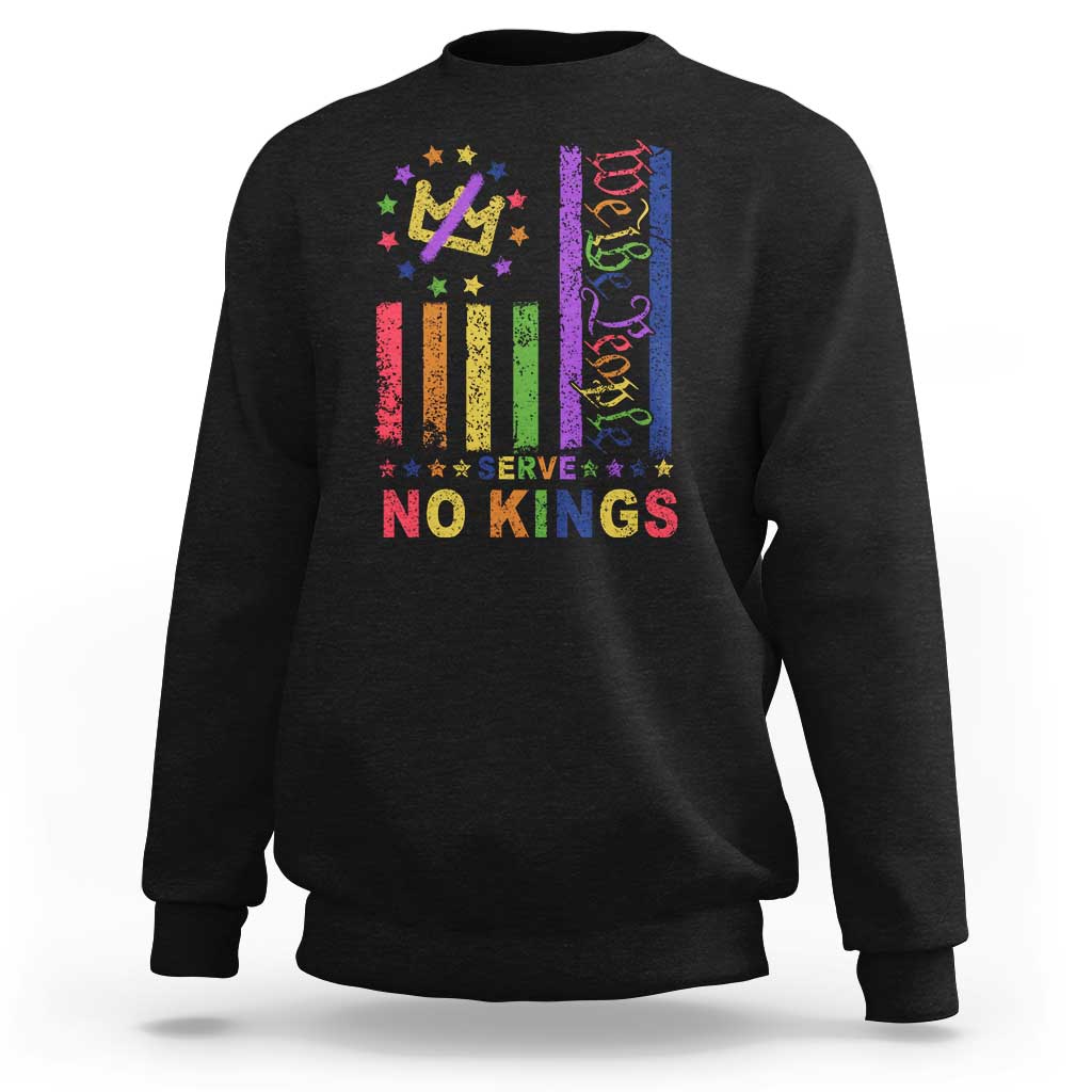 We The People No Kings in America Sweatshirt Protest LGBTQ+ American Flag - Wonder Print Shop