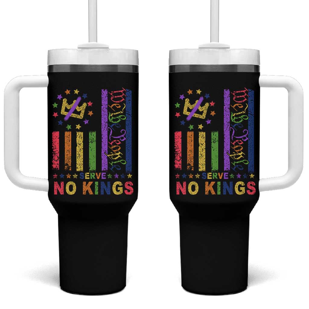 We The People No Kings in America Tumbler With Handle Protest LGBTQ+ American Flag - Wonder Print Shop