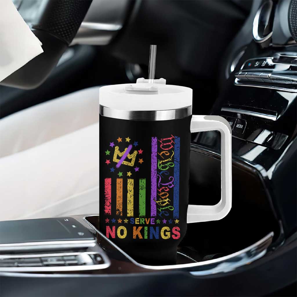 We The People No Kings in America Tumbler With Handle Protest LGBTQ+ American Flag - Wonder Print Shop