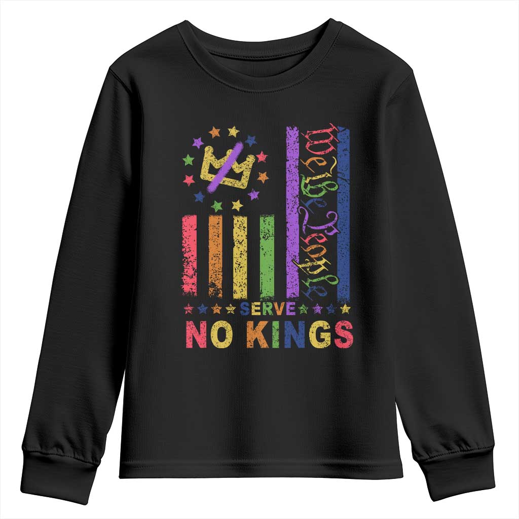 We The People No Kings in America Youth Sweatshirt Protest LGBTQ+ American Flag - Wonder Print Shop
