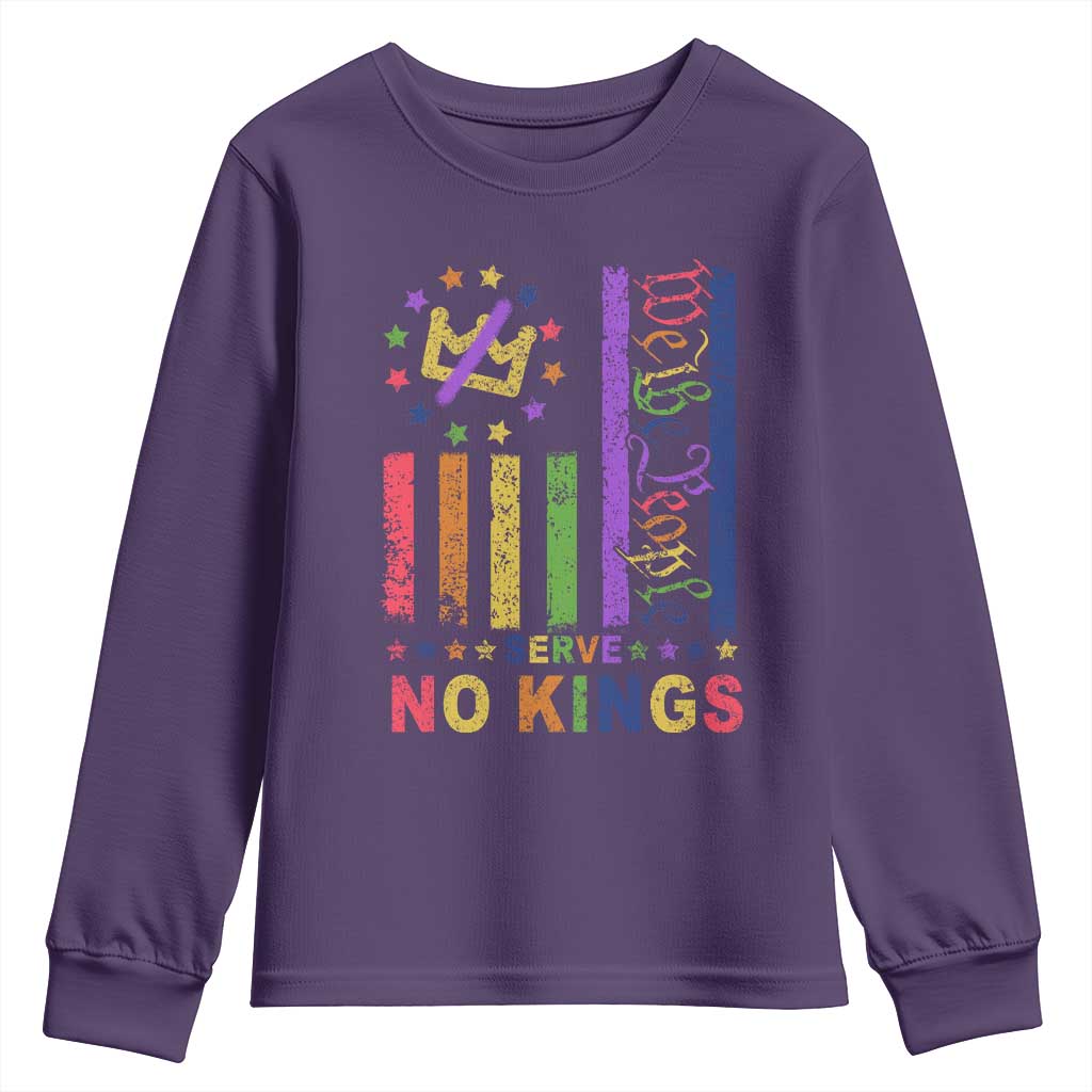 We The People No Kings in America Youth Sweatshirt Protest LGBTQ+ American Flag - Wonder Print Shop