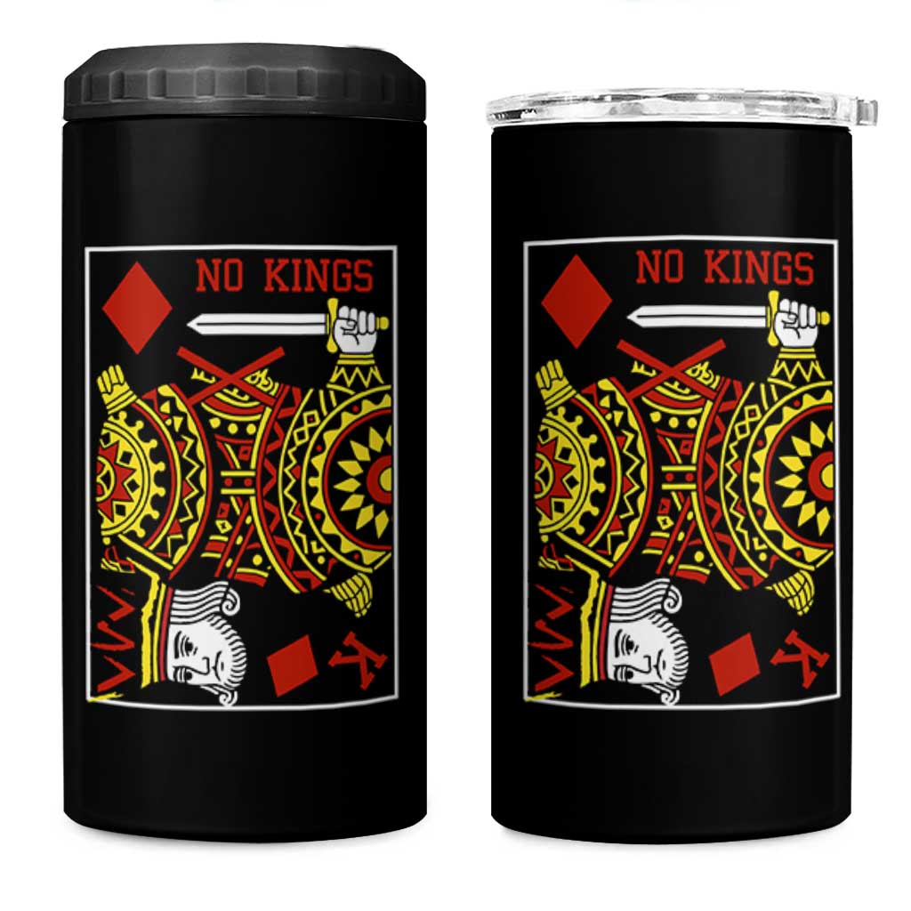 No Kings in America 4 in 1 Can Cooler Tumbler Resist Protest Playing Card - Wonder Print Shop