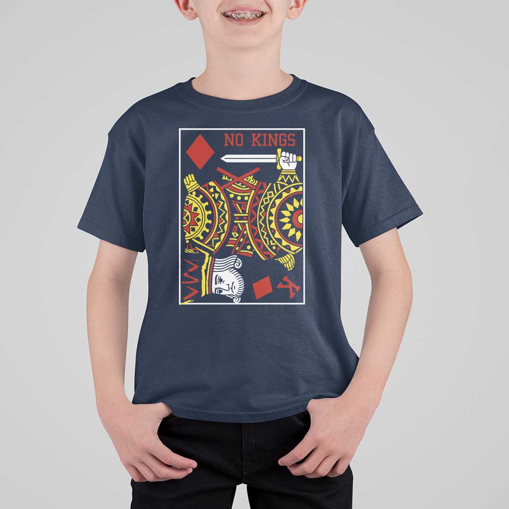 No Kings in America T Shirt For Kid Resist Protest Playing Card - Wonder Print Shop