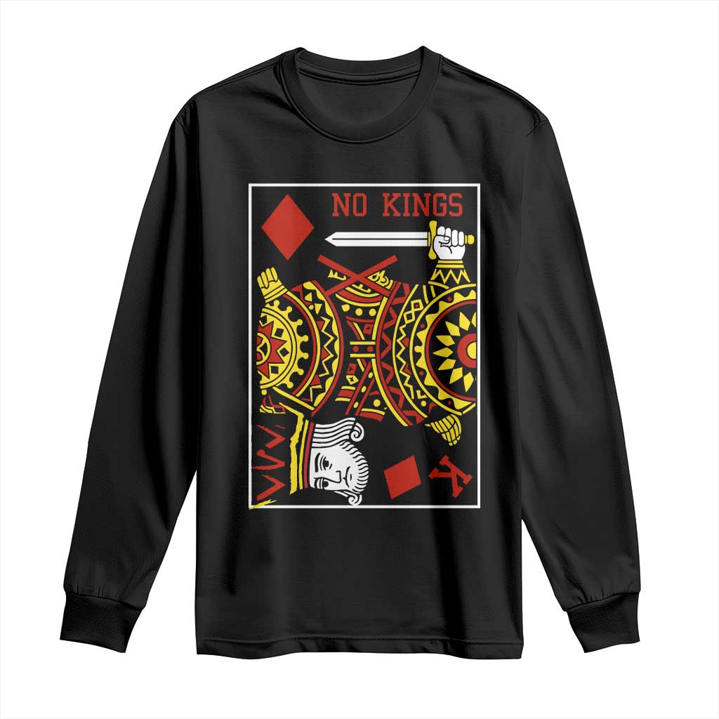 No Kings in America Long Sleeve Shirt Resist Protest Playing Card - Wonder Print Shop