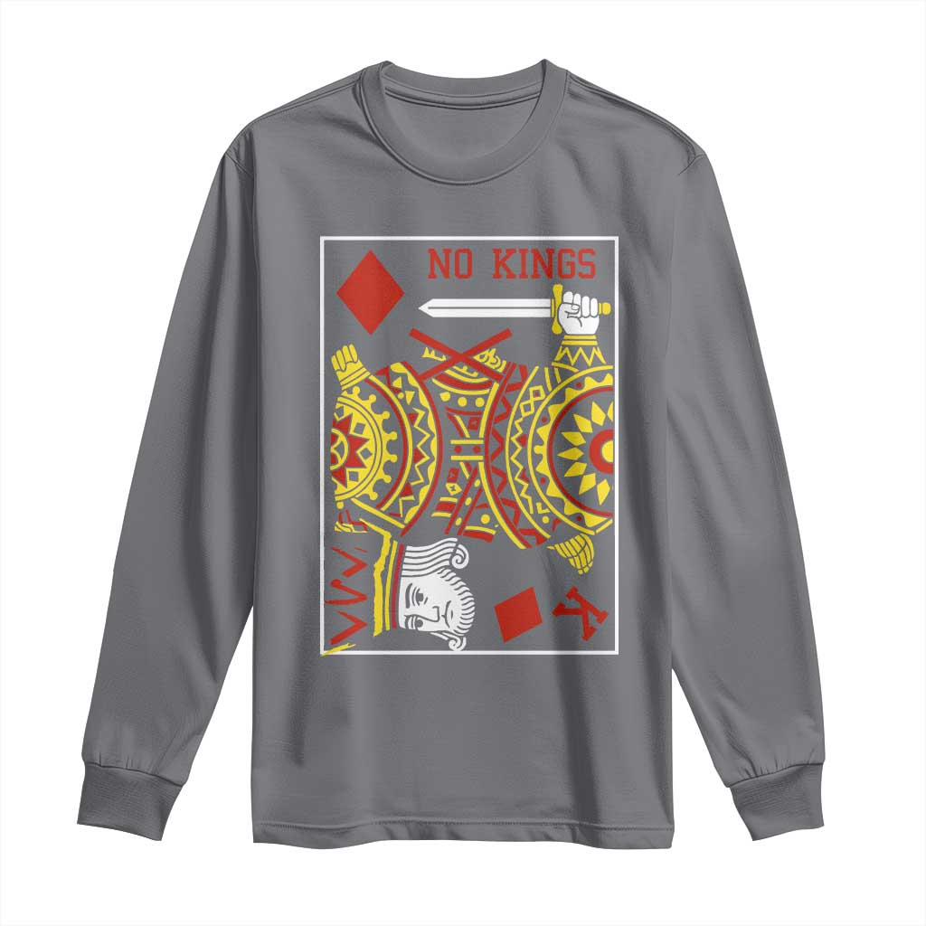 No Kings in America Long Sleeve Shirt Resist Protest Playing Card - Wonder Print Shop