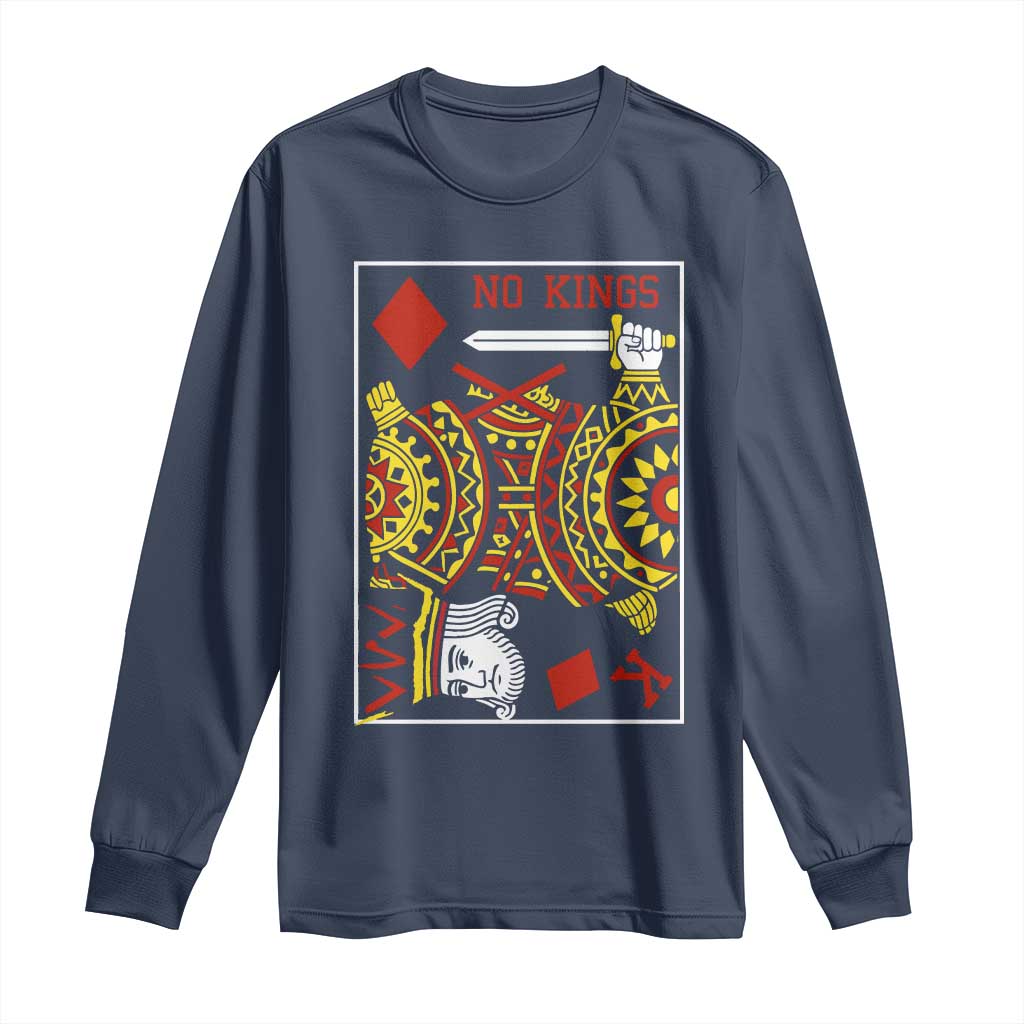 No Kings in America Long Sleeve Shirt Resist Protest Playing Card - Wonder Print Shop