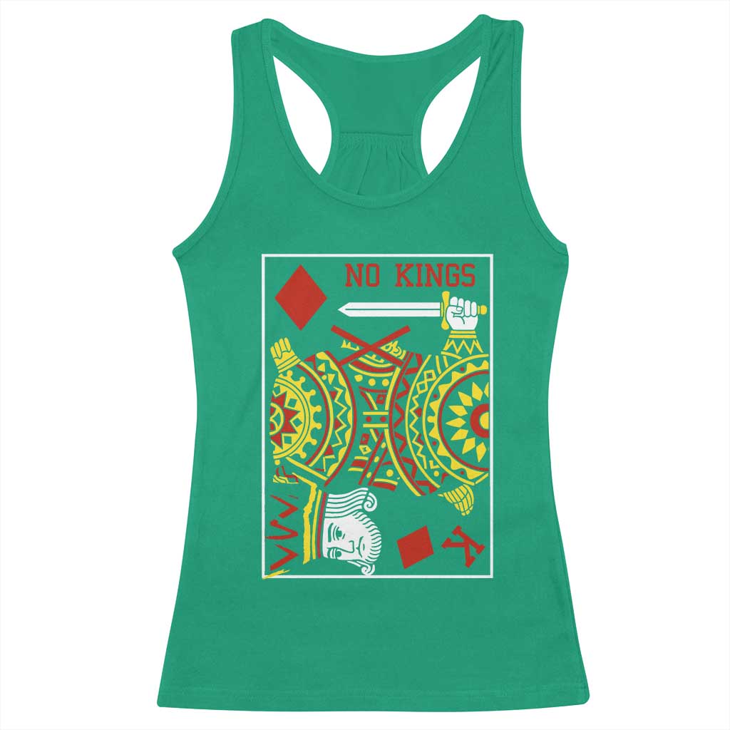 No Kings in America Racerback Tank Top Resist Protest Playing Card - Wonder Print Shop