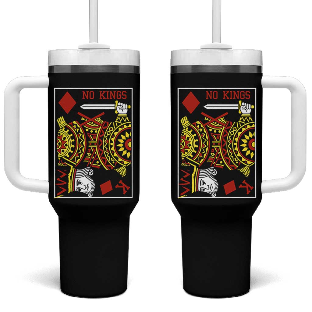 No Kings in America Tumbler With Handle Resist Protest Playing Card - Wonder Print Shop