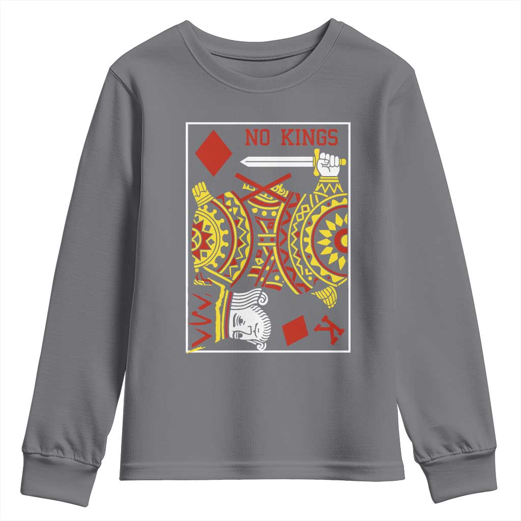 No Kings in America Youth Sweatshirt Resist Protest Playing Card - Wonder Print Shop
