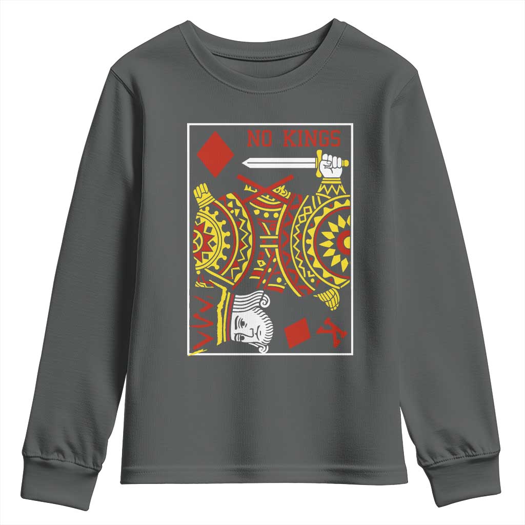 No Kings in America Youth Sweatshirt Resist Protest Playing Card - Wonder Print Shop