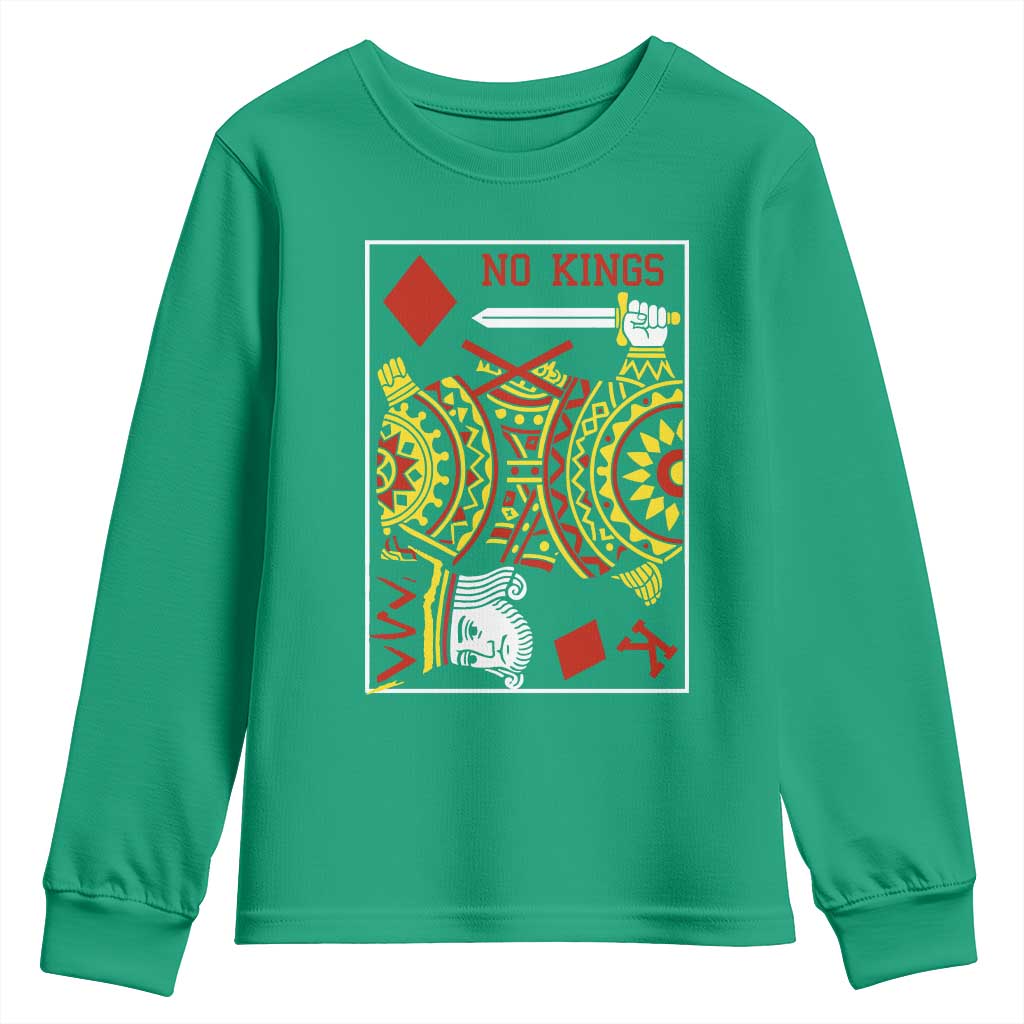 No Kings in America Youth Sweatshirt Resist Protest Playing Card - Wonder Print Shop