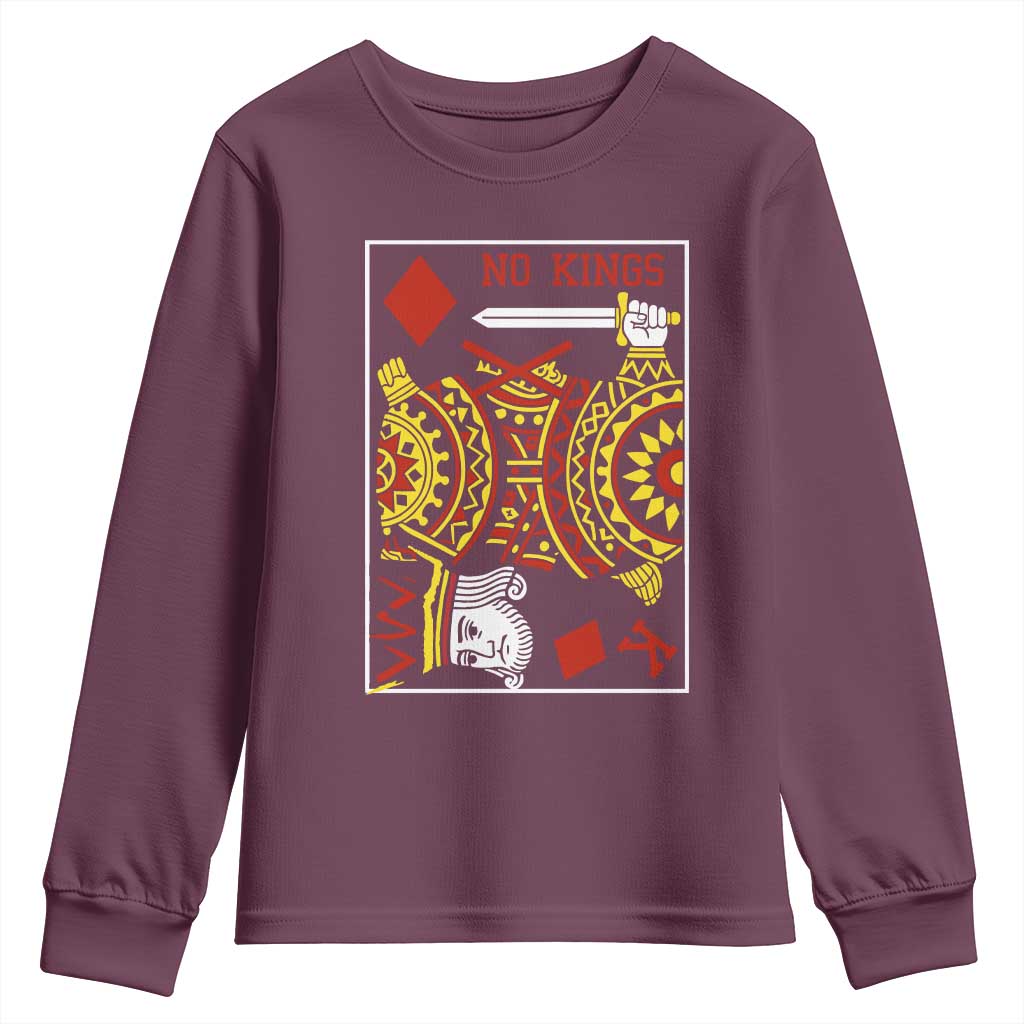 No Kings in America Youth Sweatshirt Resist Protest Playing Card - Wonder Print Shop