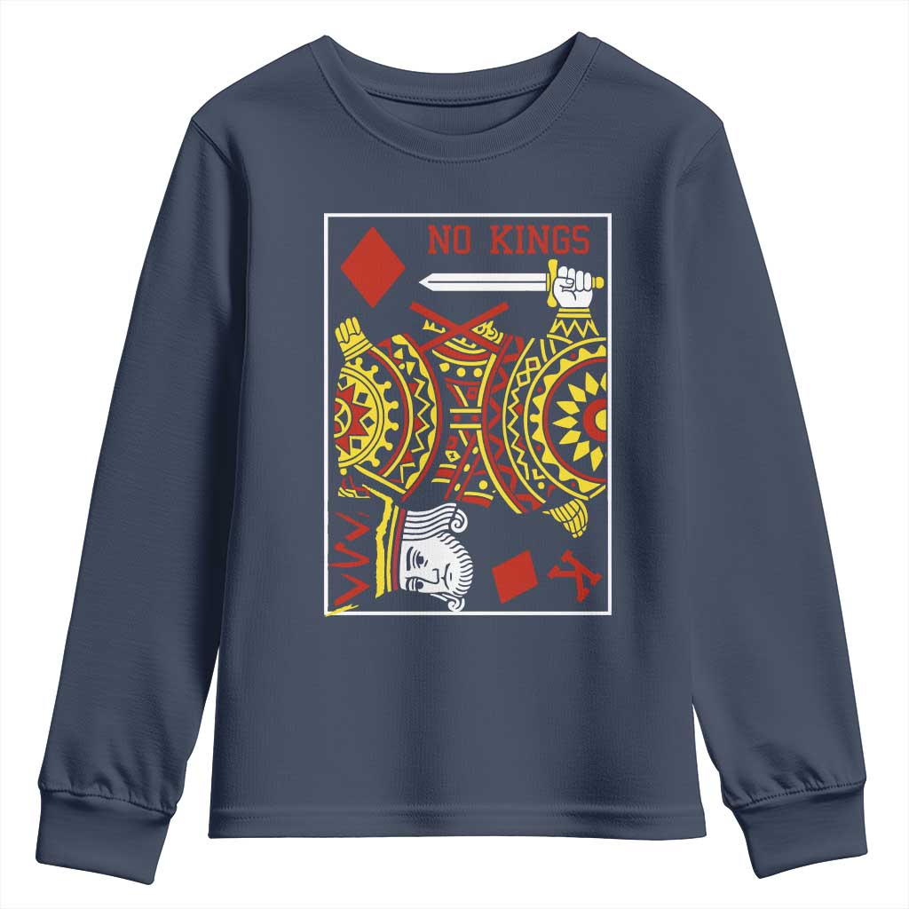 No Kings in America Youth Sweatshirt Resist Protest Playing Card - Wonder Print Shop