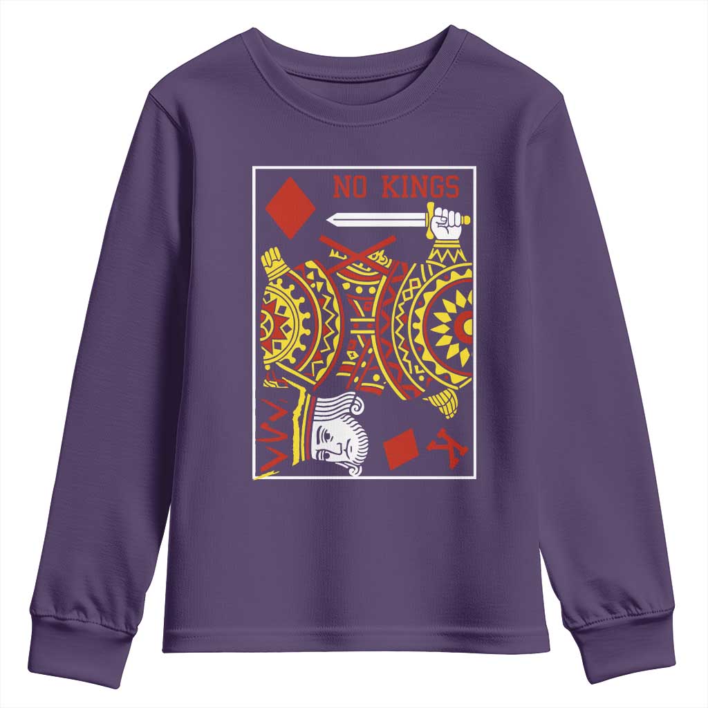 No Kings in America Youth Sweatshirt Resist Protest Playing Card - Wonder Print Shop