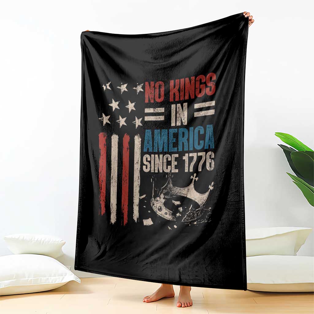 No Kings in America Throw Blanket Since 1776 Social Justice American Flag - Wonder Print Shop